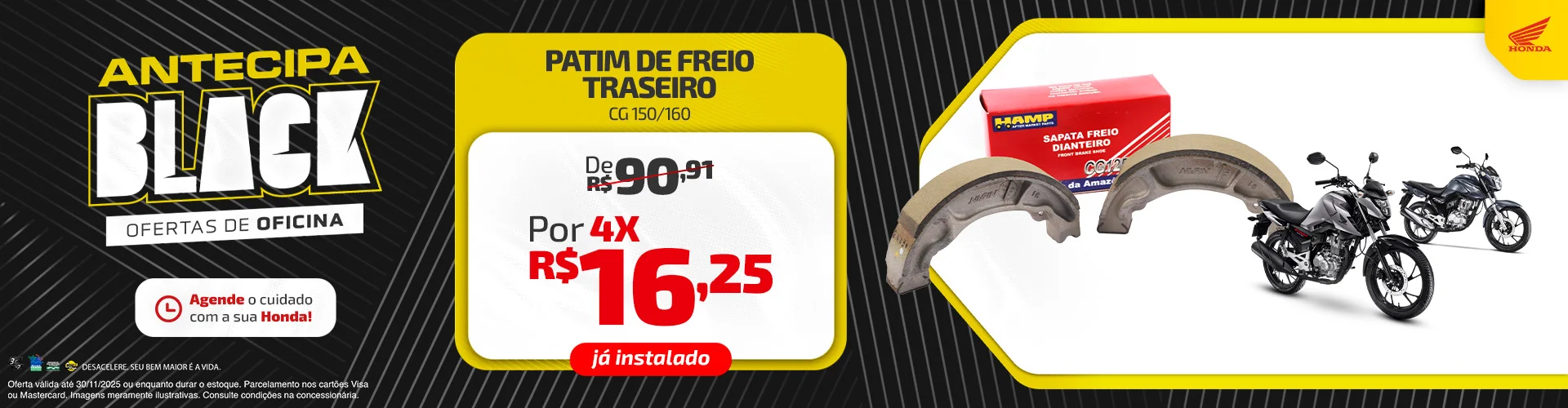 Patim de Freio Traseiro CG 160