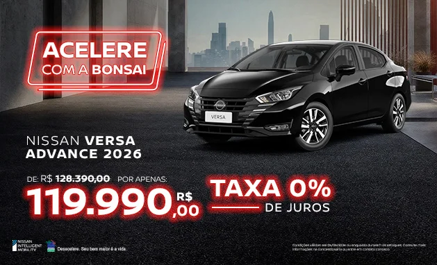 1.6 Advance CVT 2026 - Nissan Versa Advance 2026 com Super Desconto + Taxa 0%