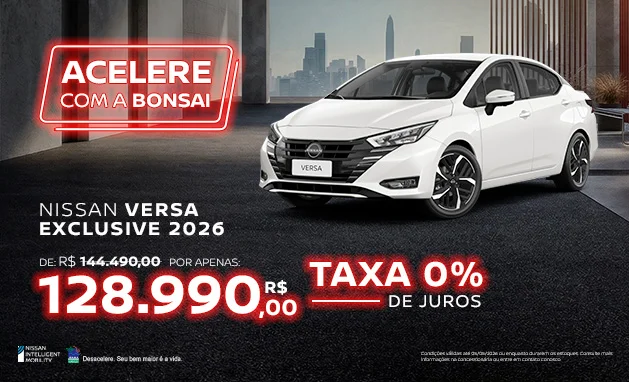1.6 Exclusive CVT 2026 - Nissan Versa Exclusive com Desconto | Bonsai Motors