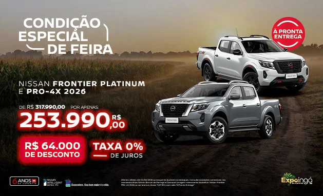 Platinum AT 4x4 2026 - Nissan Frontier Platinum e PRO-4X 2026 com R$ 64 Mil de Desconto e Taxa 0%