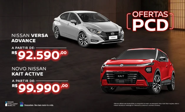 1.6 Advance CVT 2026 - Ofertas PCD Nissan | Kait Active e Versa Advance com condições especiais