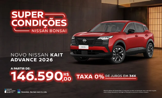 Sense 2026 - Novo Nissan Kicks Sense 2026 com Taxa 0% | SUV Nissan em Oferta