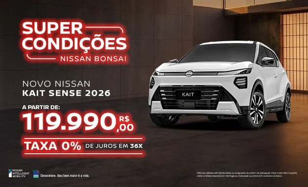 Sense - Novo Nissan KAIT Sense 2026 com Taxa 0% em até 36x | Oferta Exclusiva Nissan Bonsai