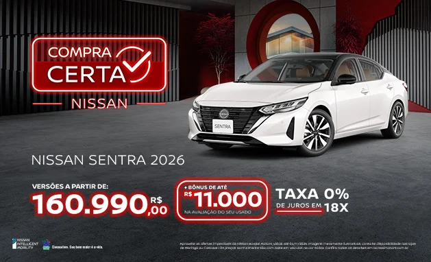 2.0 Advance CVT 2026 - Nissan Sentra – Sofisticação que se destaca em todos os ângulos 2.0 Advance CVT 2026 - Nissan Sentra – Sofisticação que se destaca em todos os ângulos