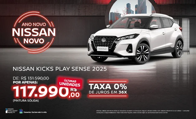 Sense CVT 2025 - Nissan Kicks Play Sense 2025 com Últimas Unidades
