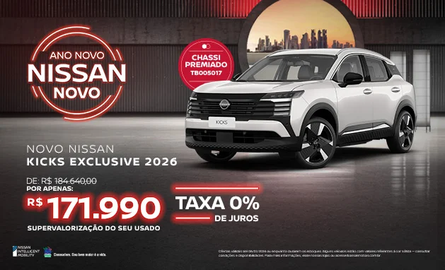 Exclusive 2026 - Nissan Kicks Exclusive 2026 com Desconto e Taxa 0%