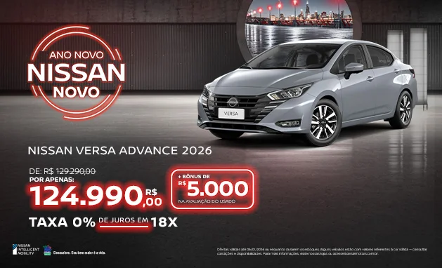 1.6 Advance CVT 2026 - Nissan Versa Advance 2026 com Bônus Especial