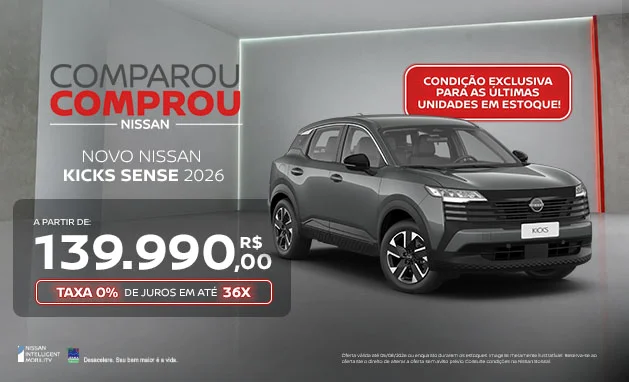 Novo Nissan Kicks Sense 2026 em Oferta | Últimas Unidades | Nissan Bonsai