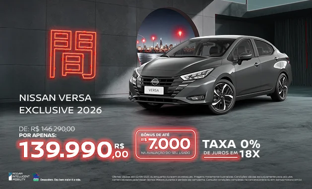 1.6 Exclusive CVT 2026 - Nissan Versa Exclusive 2026 1.6 Exclusive CVT 2026 - Nissan Versa Exclusive 2026