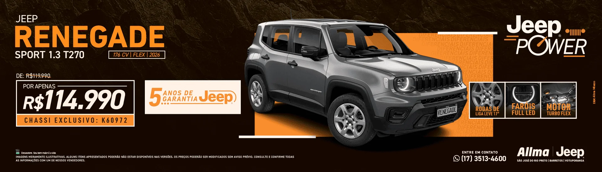 Jeep Renegade Sport T270 1.3 176 cv | Flex | 2026