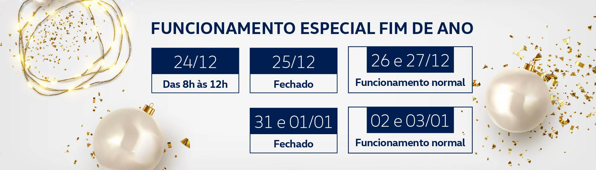 Horários - Final de ano 2025