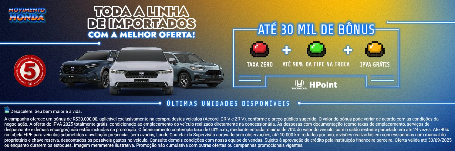 Importados com até 30 mil de Bônus