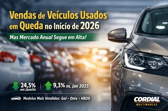 Vendas de Veículos Usados Caem em Janeiro de 2026