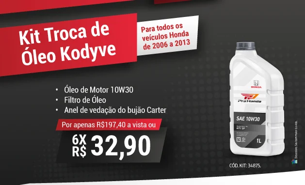 Kit Troca de Óleo 10w30 Kodyve