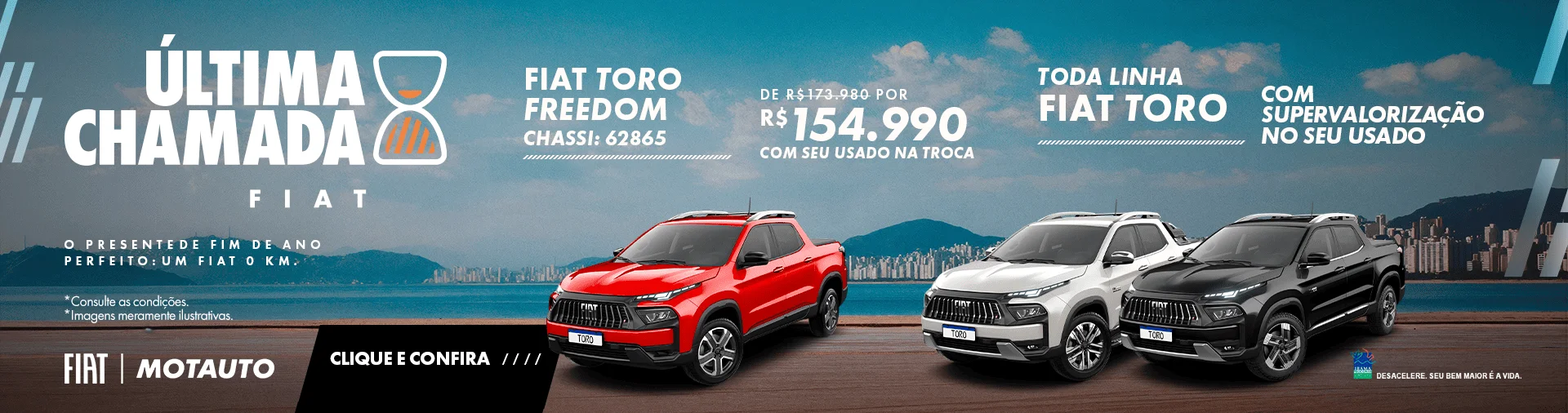 ÚTIMA CHAMADA FIAT TORO FREEDOM 154.990 COM SEU USADO NA TROCA
