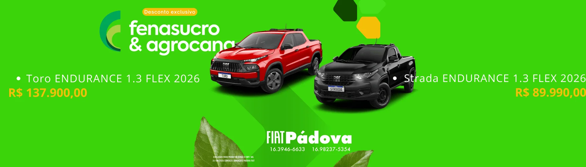 Toro Endurance e Strada Endurance 2026 – Desconto Exclusivo Produtor Rural e CNPJ | Padova Veículos Sertãozinho