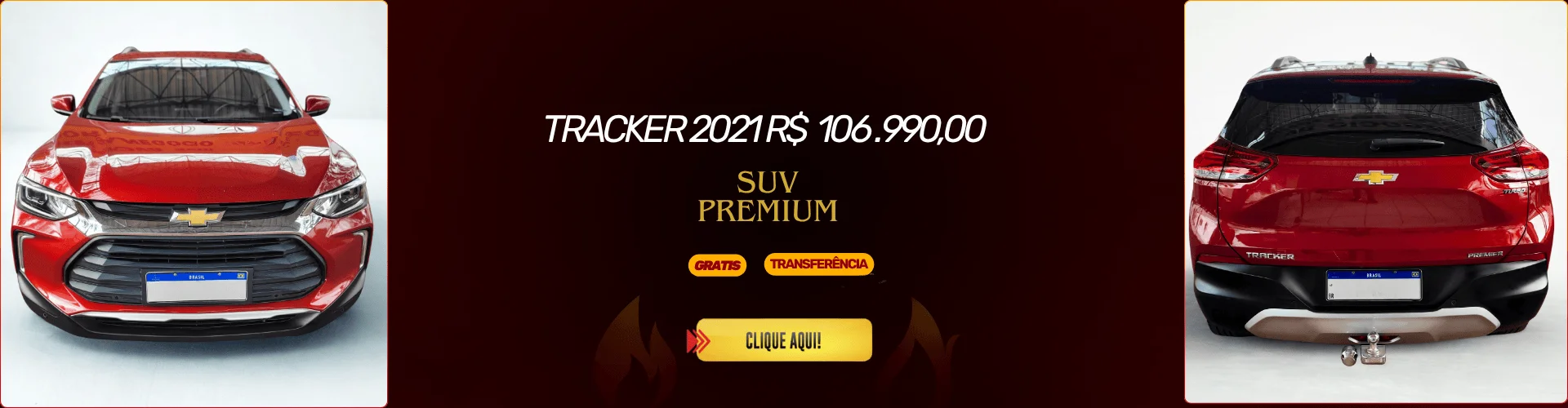 Tracker 2021 SUV Premium com transferência GRÁTIS por R$ 106.990!