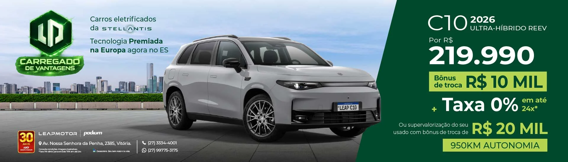 Carro C10 REEV Leapmotor Podium Espirito Santo