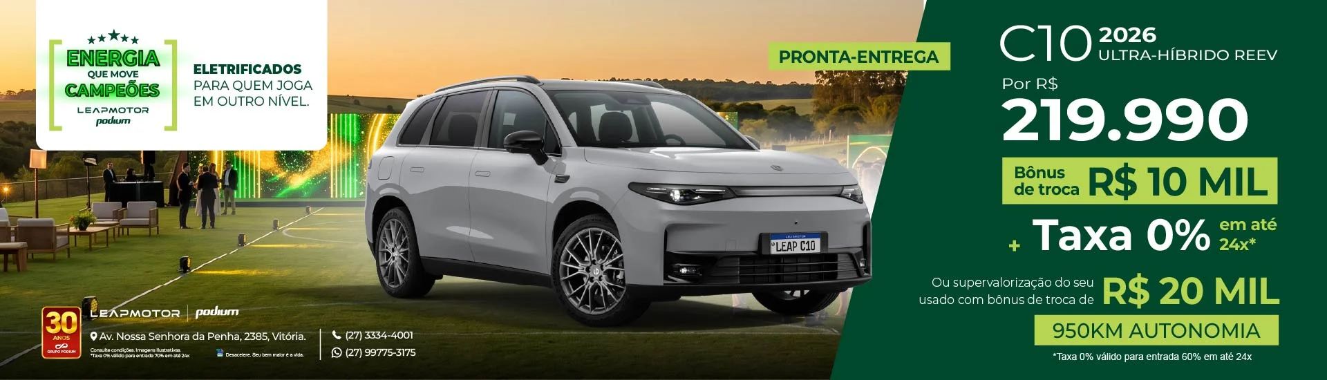 Carro C10 Ulta híbrido REEV Leapmotor Podium Espirito Santo