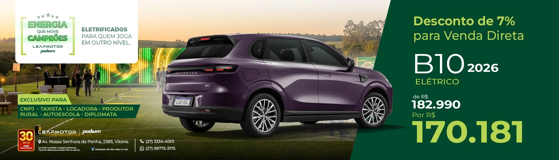 Carro B10 Elétrico Leapmotor Podium Espirito Santo