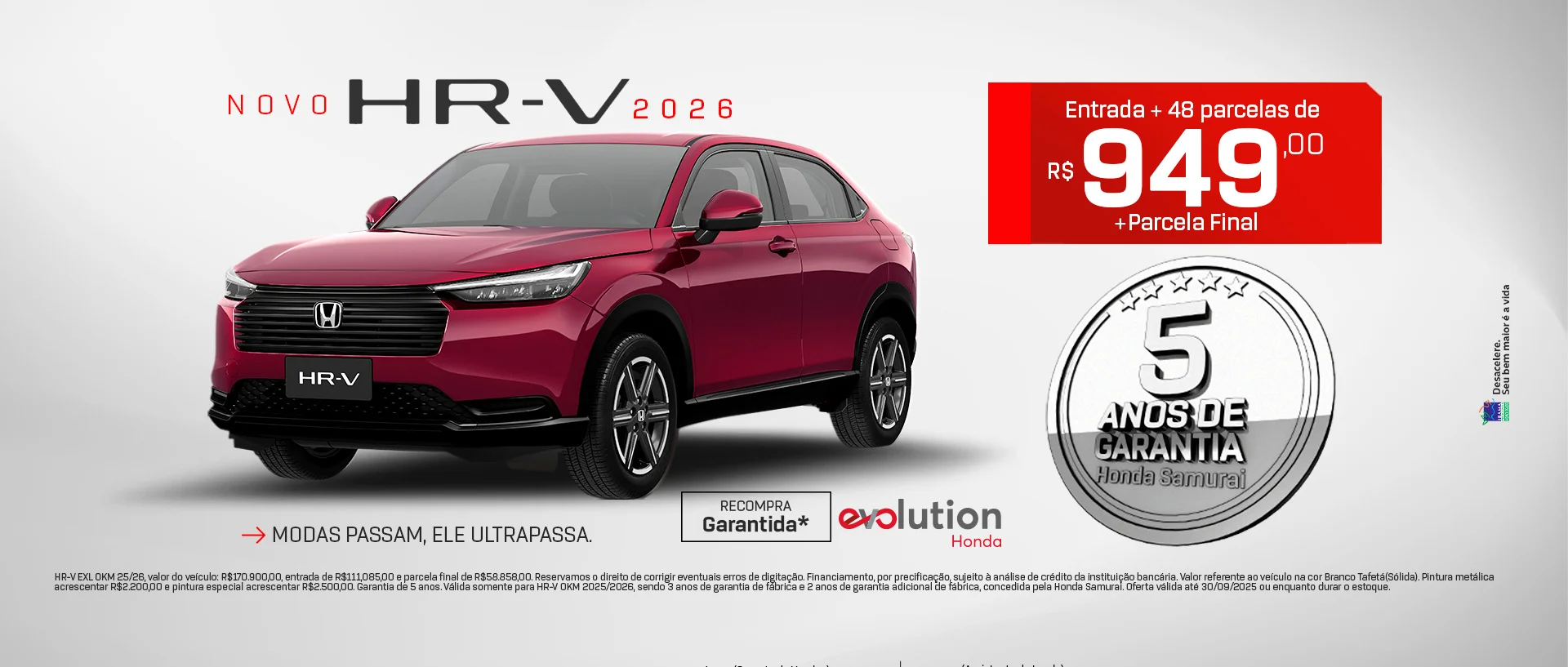 HONDA 5 ANOS DE GARANTIA