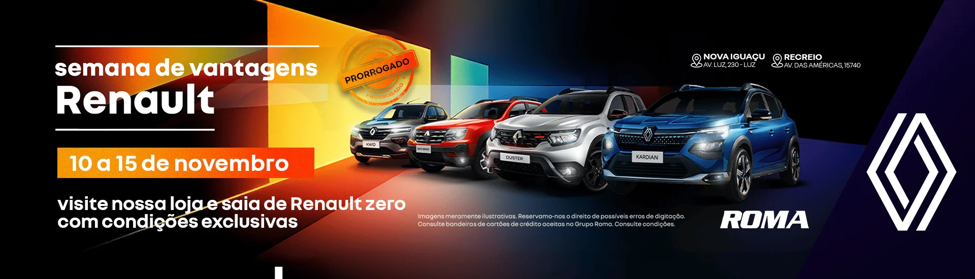 Prorrogado Semana de vantagens Roma Renault