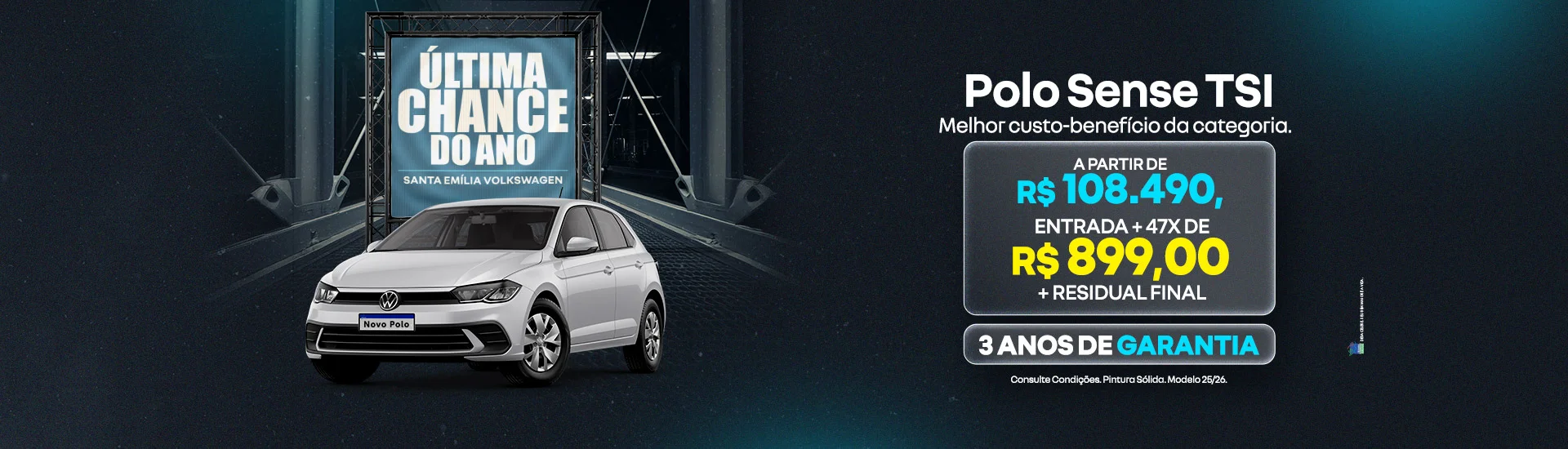 Polo Sense TSI com Parcelas de R$ 899 | Última Chance do Ano VW