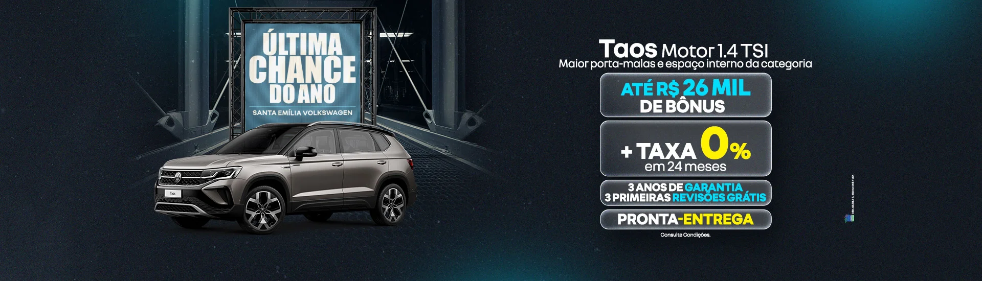 Taos 1.4 TSI com Bônus de até R$ 26 Mil | Última Chance VW