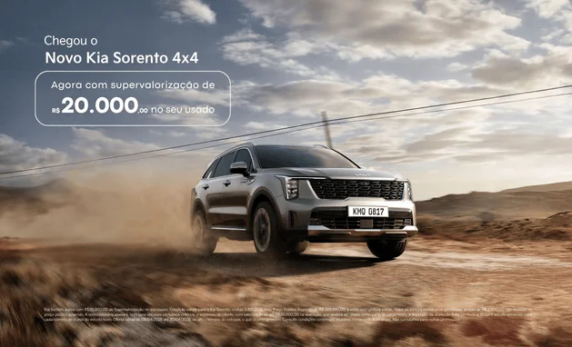 Sorento EX - Novo Kia Sorento 4X4 agora com supervalorização de R$20.000,00 no seu usado
