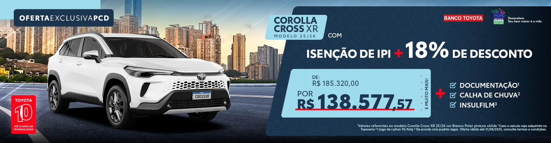 Na Toyoserra, cliente PCD tem BENEFÍCIOS EXCLUSIVOS na compra de um Corolla Cross XRE 25/26.