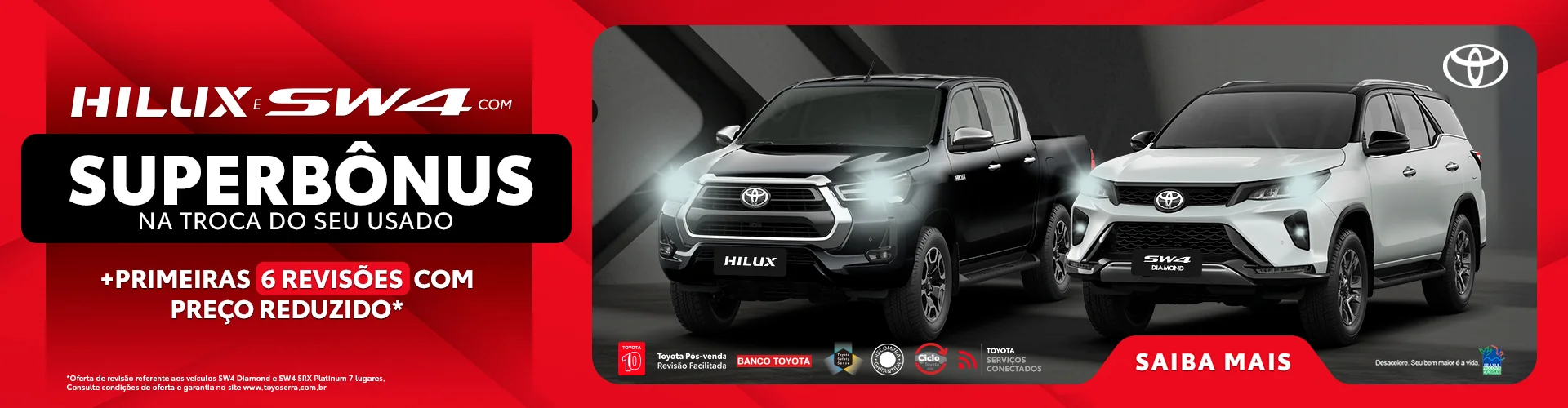 Chegou a hora de conquistar o seu Toyota com SUPERBÔNUS na troca do seu usado