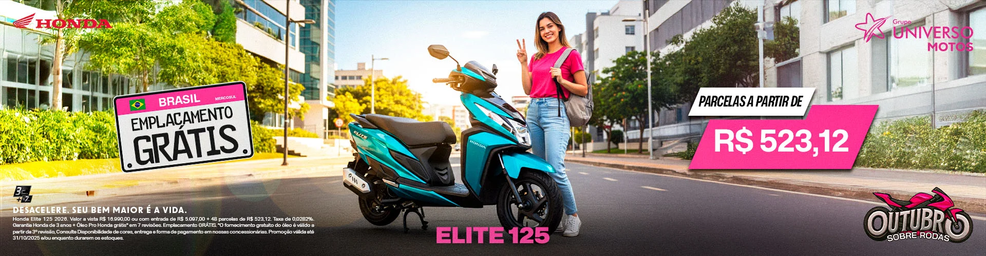 Scooter Elite 125 com condições especiais mais emplacamento grátis