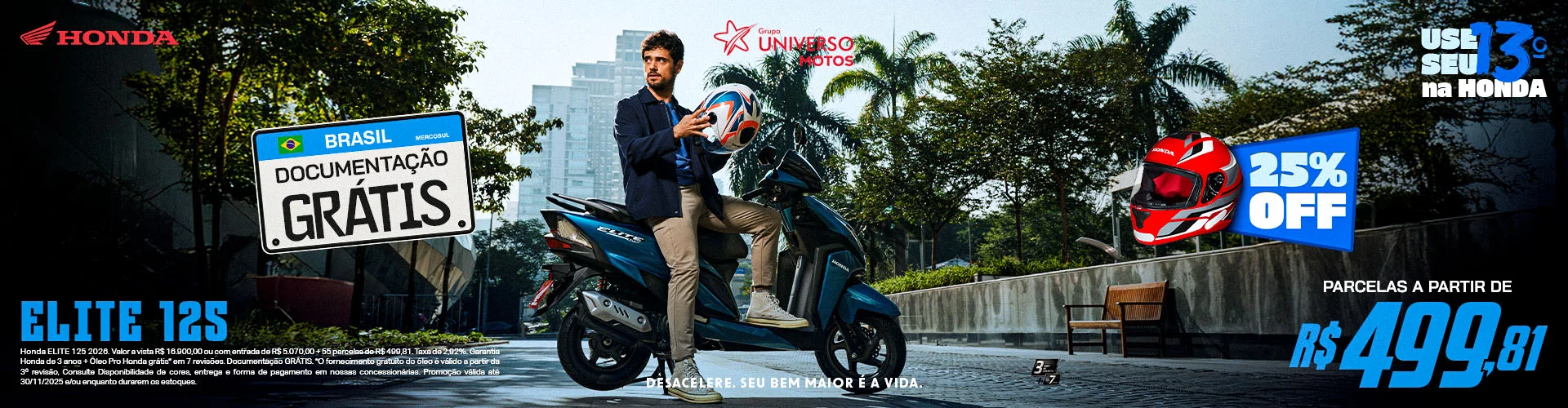 Honda Elite 125 com Desconto e Financiamento Fácil
