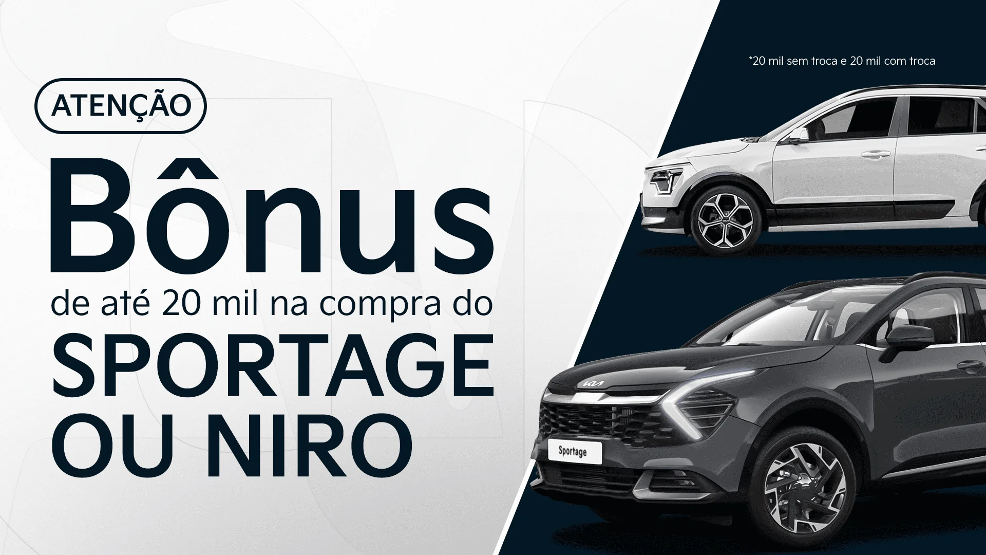 Bônsu de até 20 mil Sportage e Niro