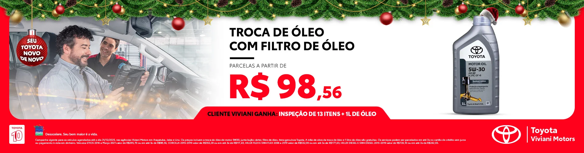 Troca de Óleo com filtro de óleo.